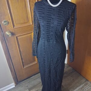 Black Long Sleeve Textured Maxi Dress - Untitled Brand